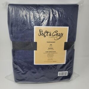 Soft & Cozy Company Lightweight Plush Blanket 90x90 Navy Blue Soft Cozy Bedding‎